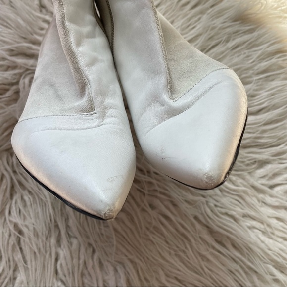 RAG & BONE Leather Suede White Heeled Pointed Toe Beha Ankle Boots Size 38 - Picture 7 of 12